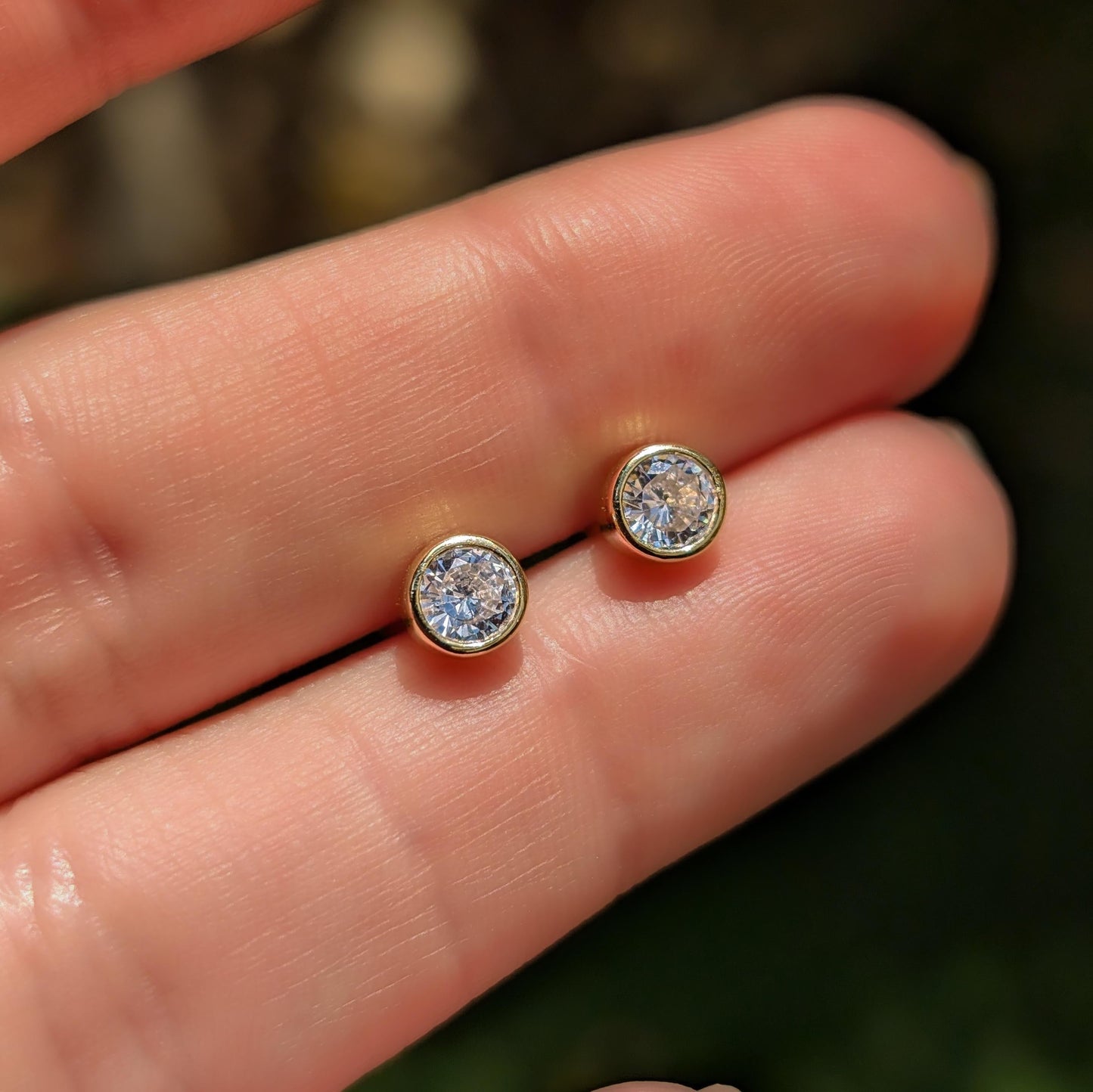 Moissanite Bezel Stud Earrings