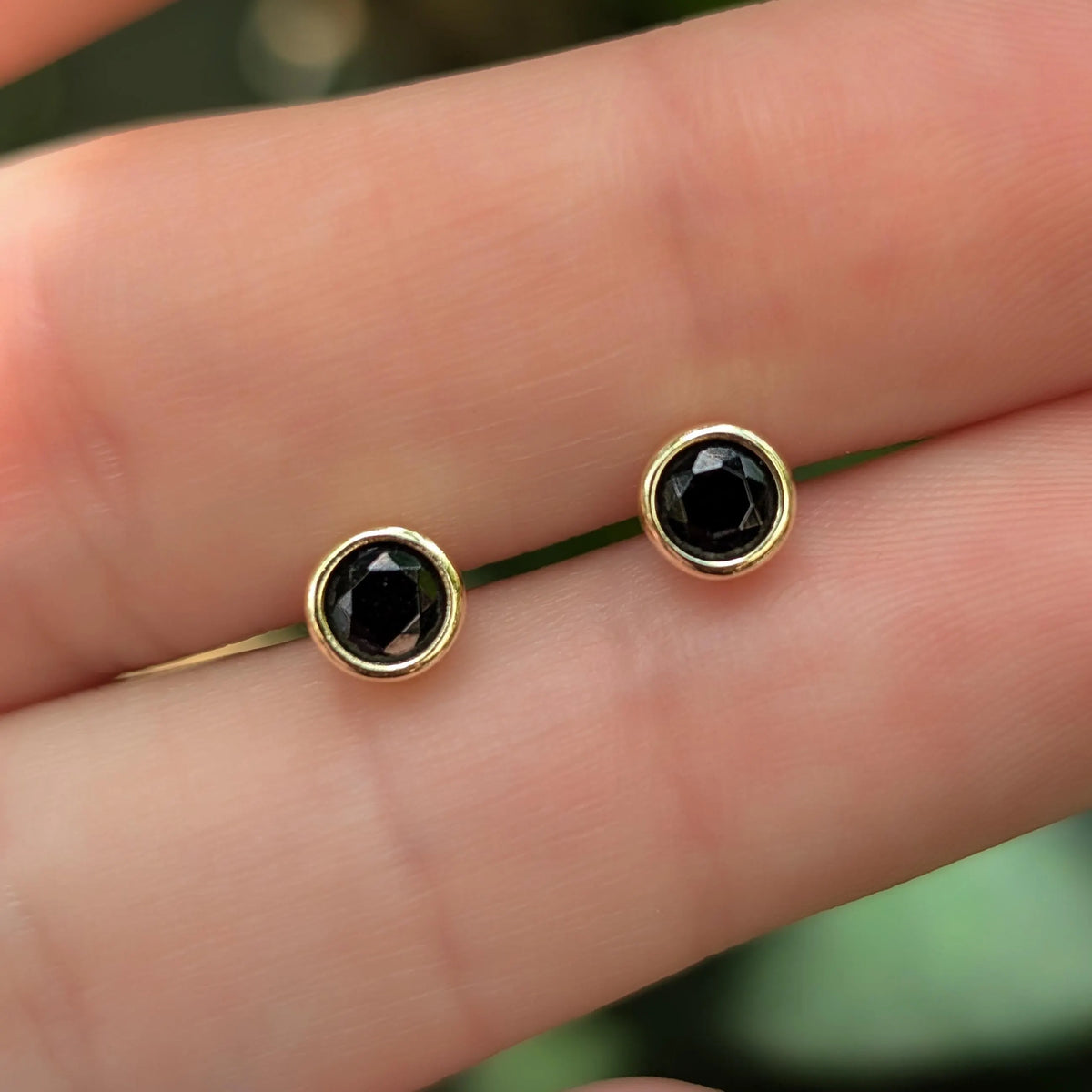 Onyx Bezel Stud Earrings