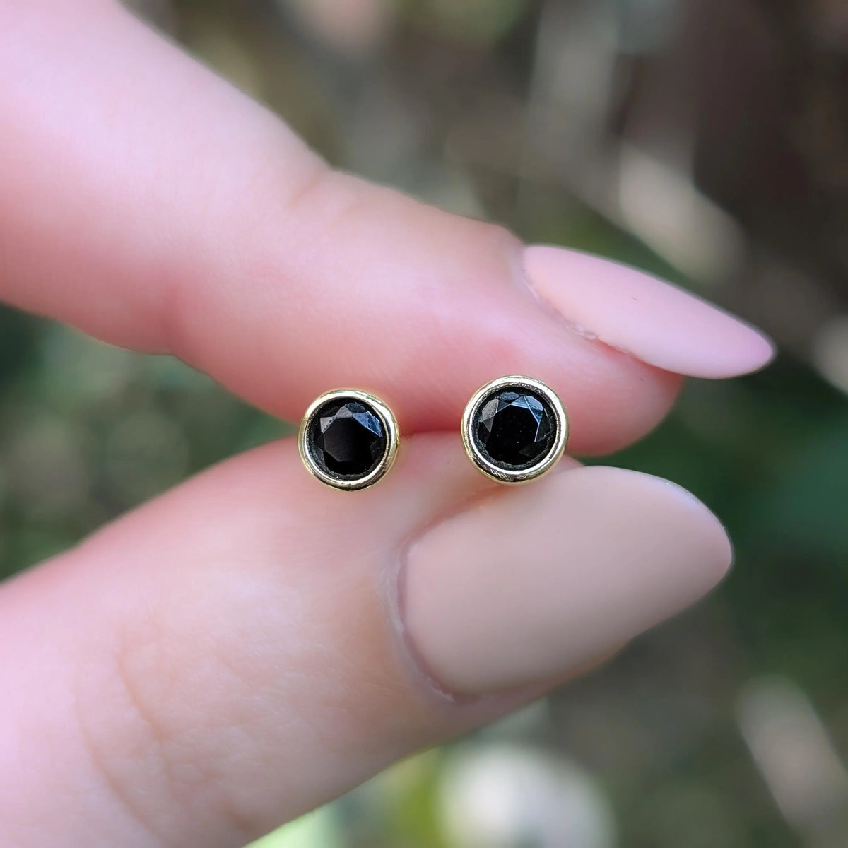 Onyx Bezel Stud Earrings