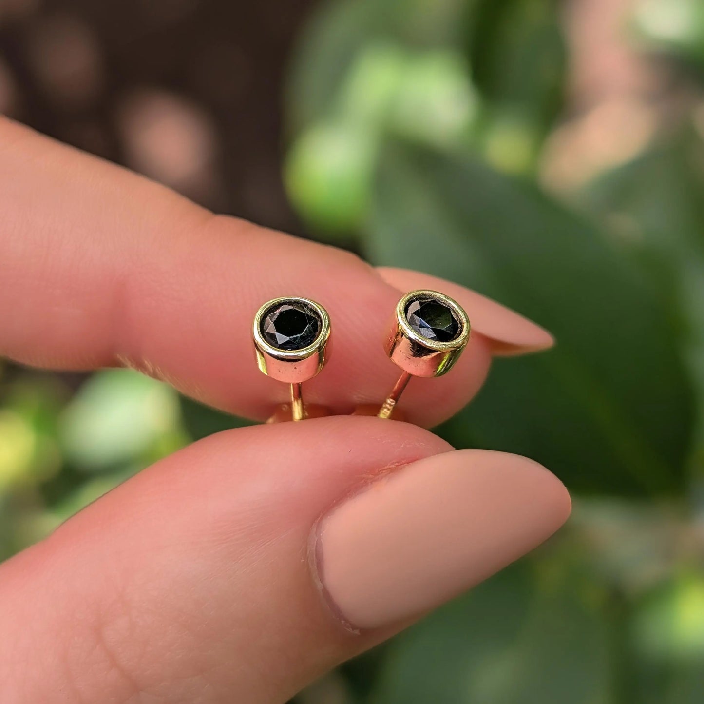Onyx Bezel Stud Earrings