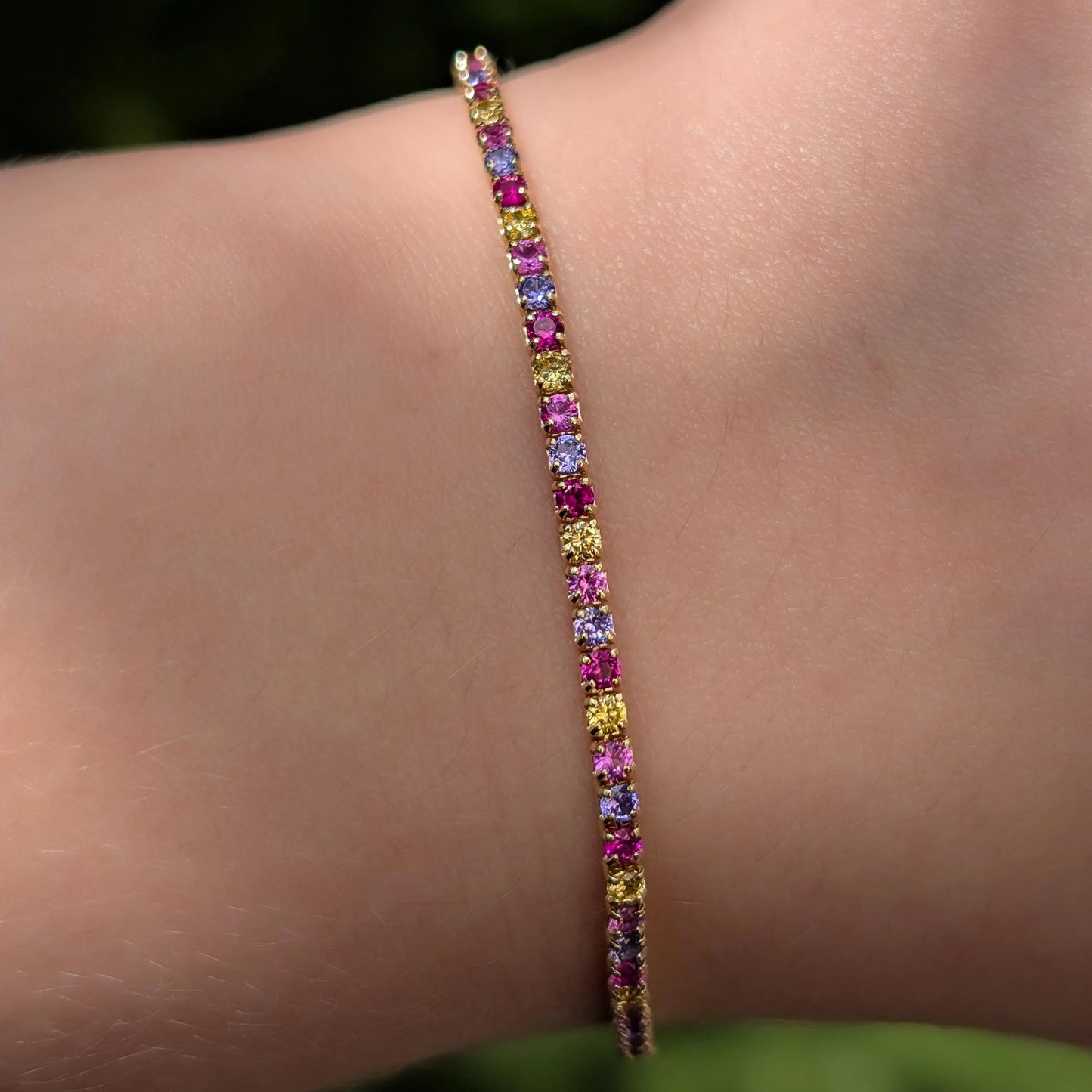 Multi Color Sapphire Tennis Bracelet