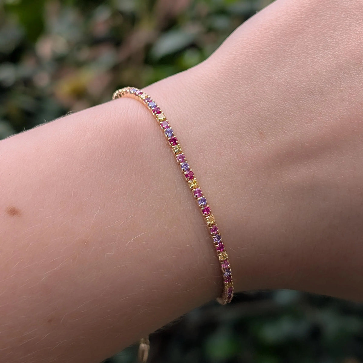 Multi Color Sapphire Tennis Bracelet