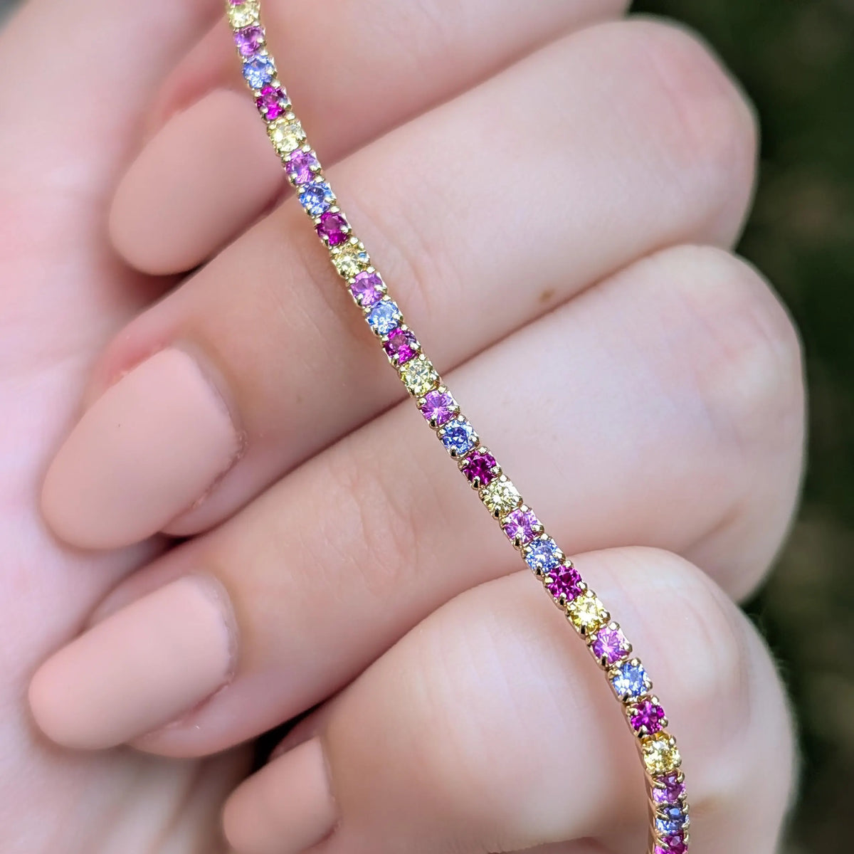 Multi Color Sapphire Tennis Bracelet