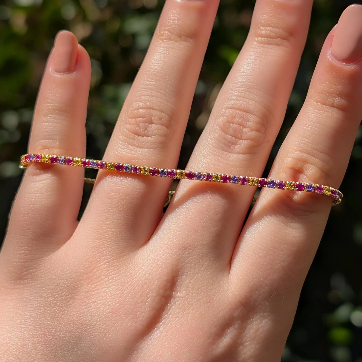 Multi Color Sapphire Tennis Bracelet