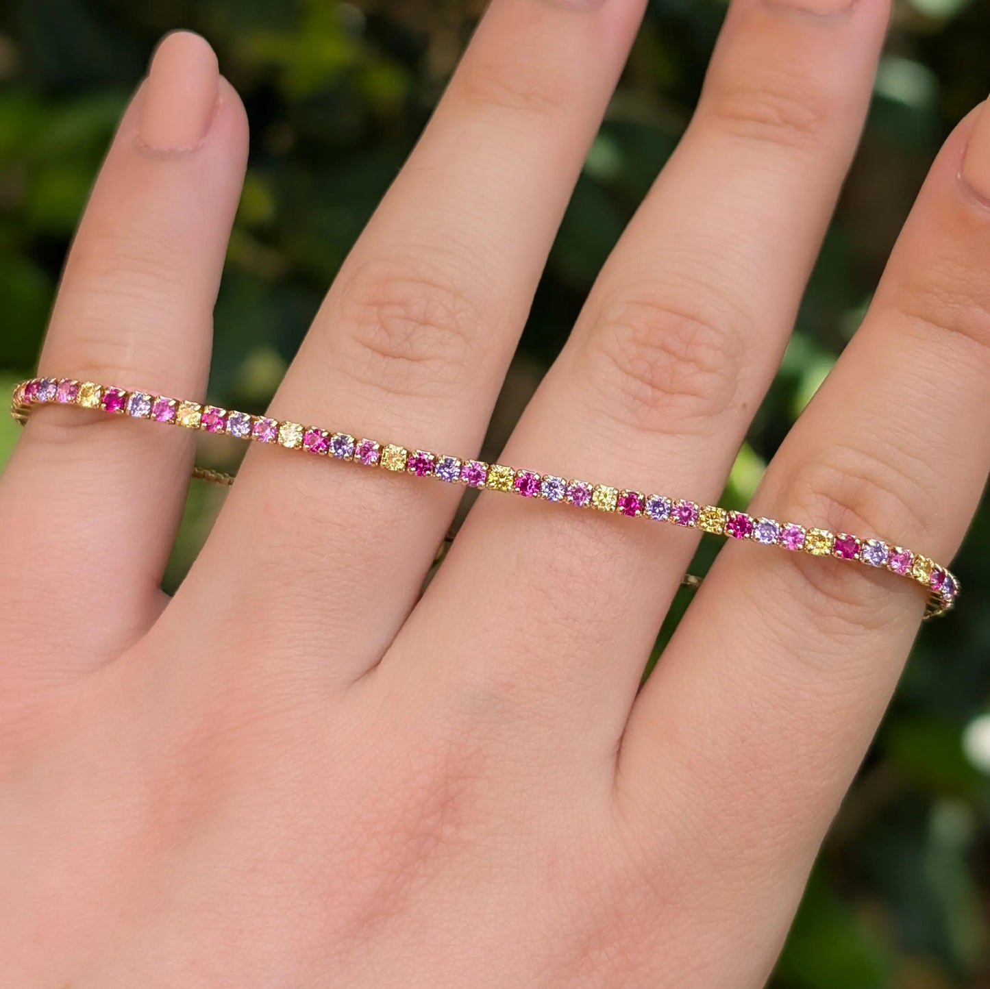 Multi Color Sapphire Tennis Bracelet