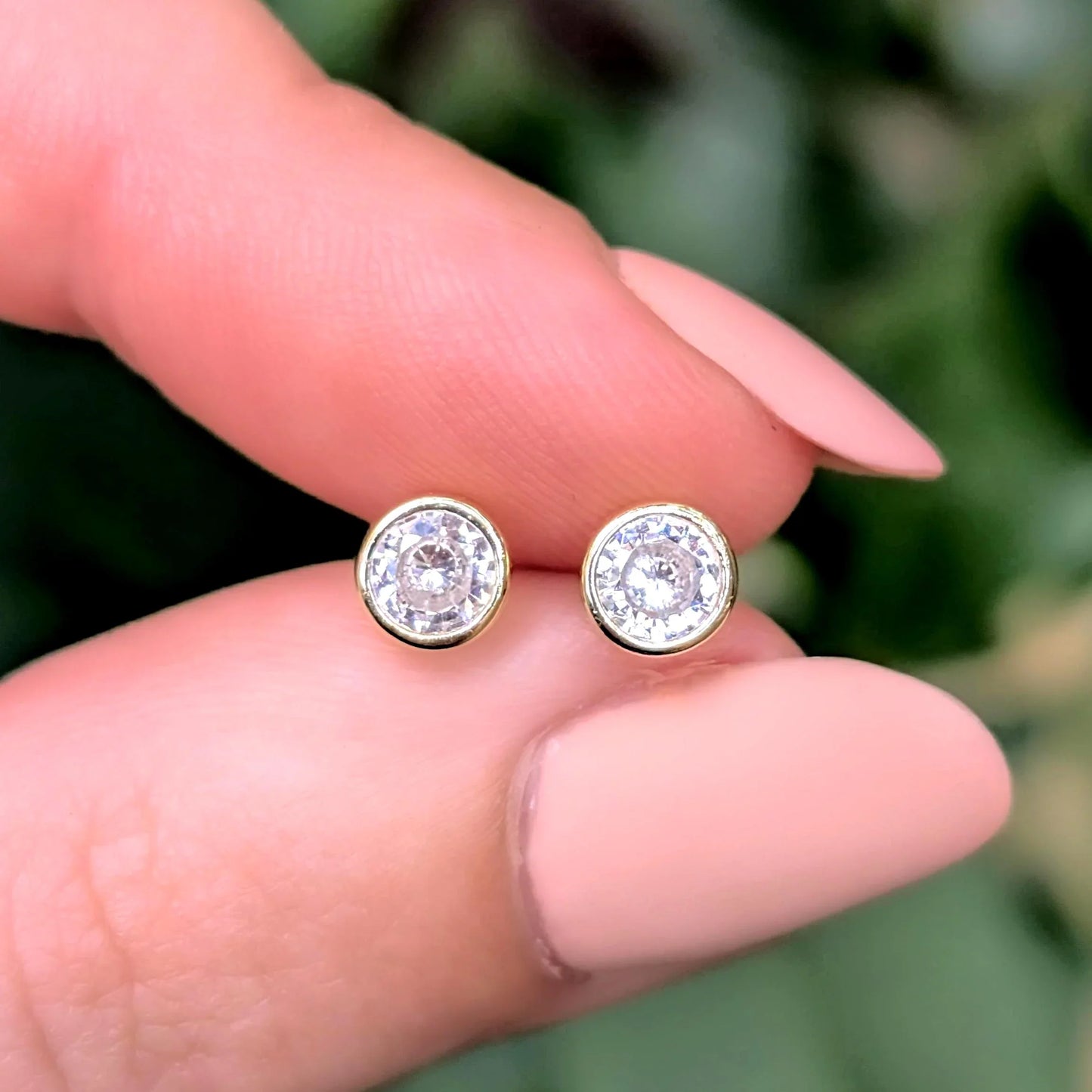 Moissanite Bezel Stud Earrings