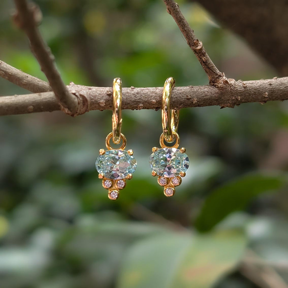 Oval East West Hoop Dangle Earrings