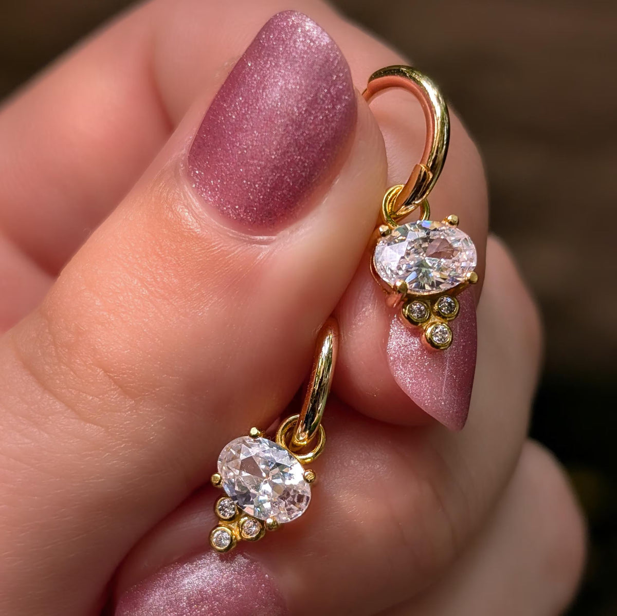 Oval East West Hoop Dangle Earrings