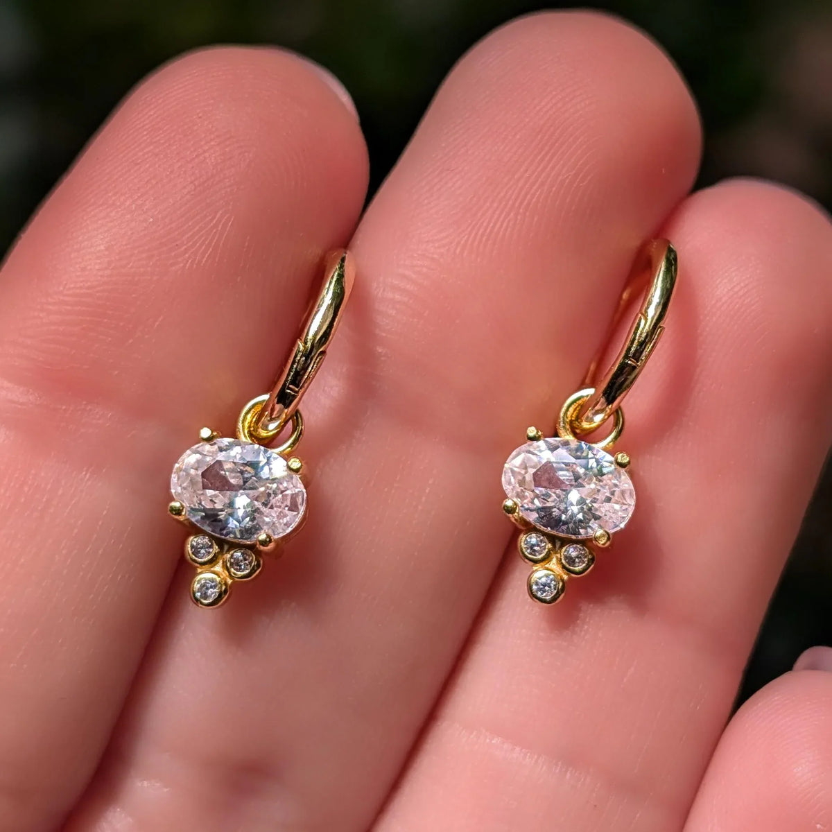 Oval East West Hoop Dangle Earrings