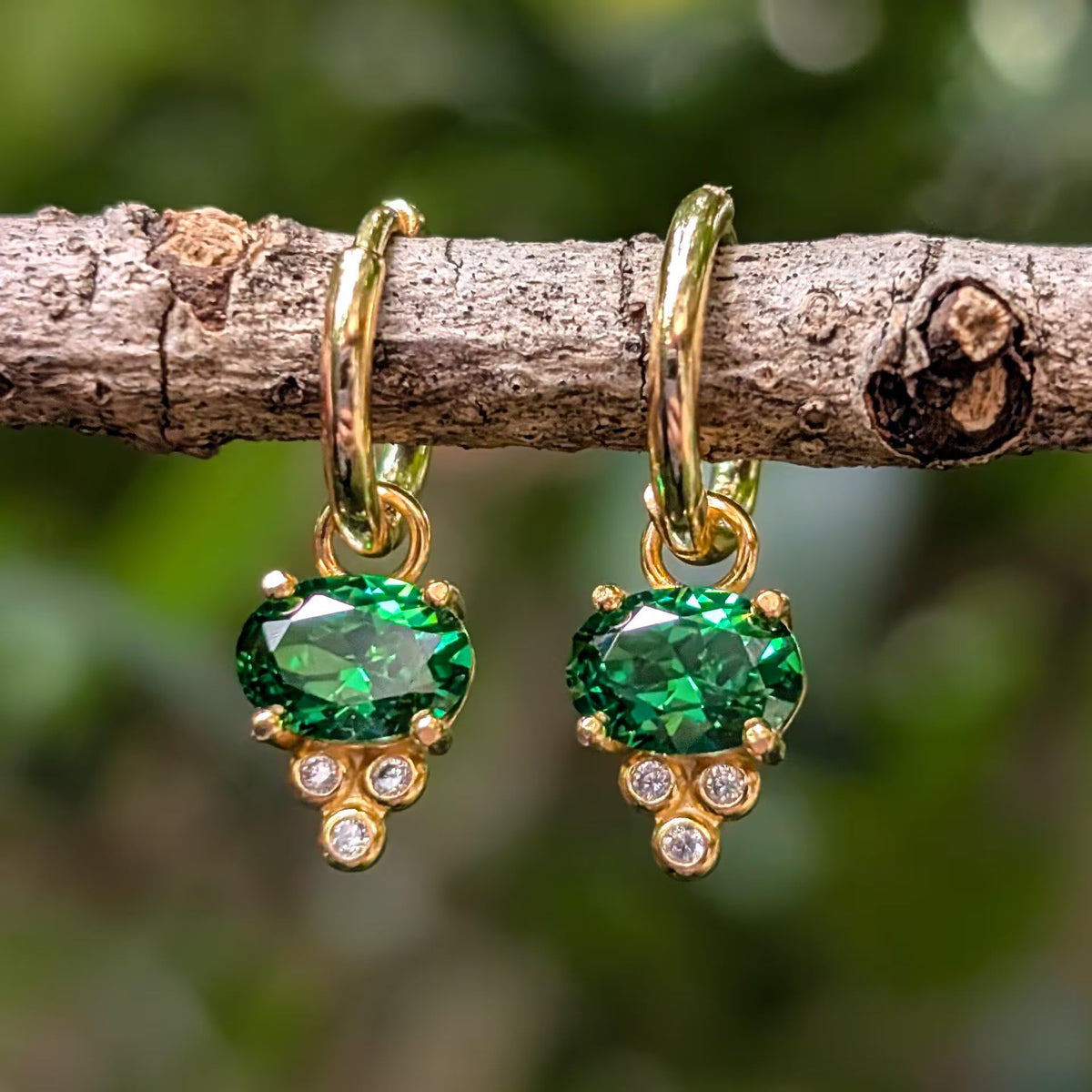 Oval East West Hoop Dangle Earrings