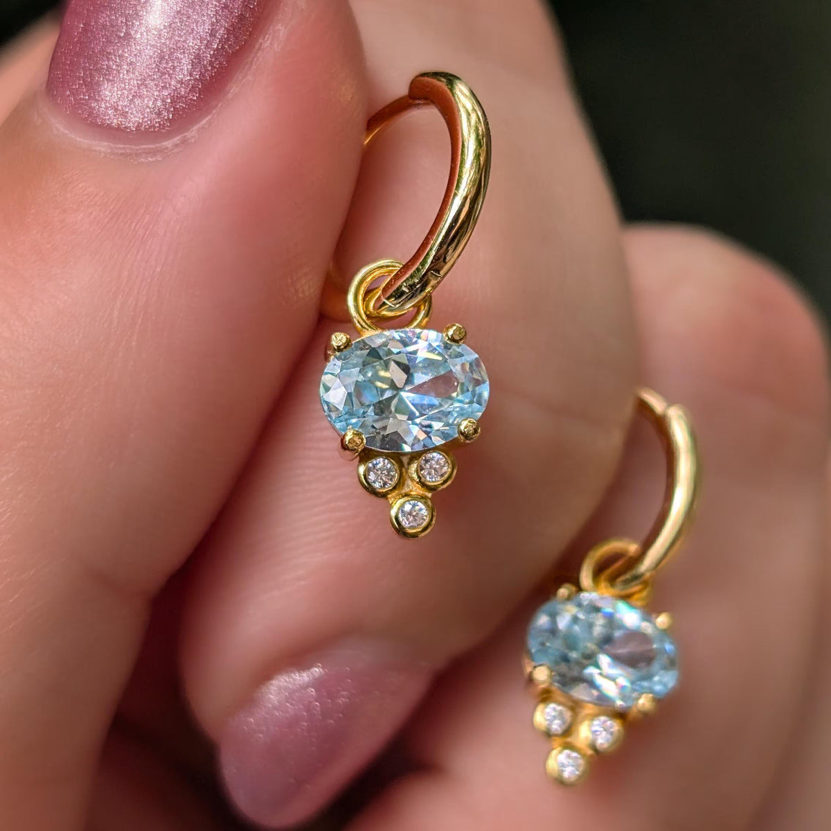 Oval East West Hoop Dangle Earrings