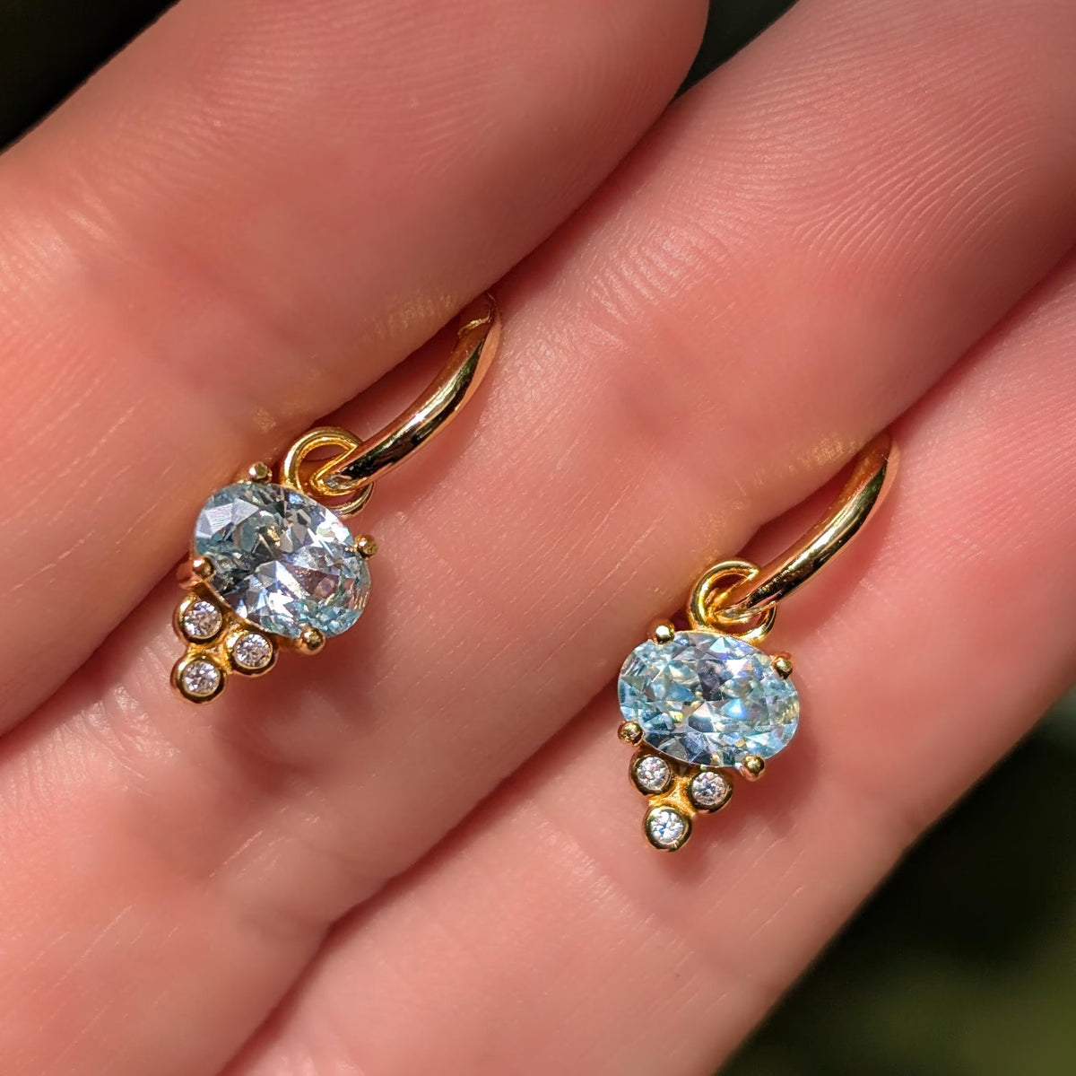 Oval East West Hoop Dangle Earrings