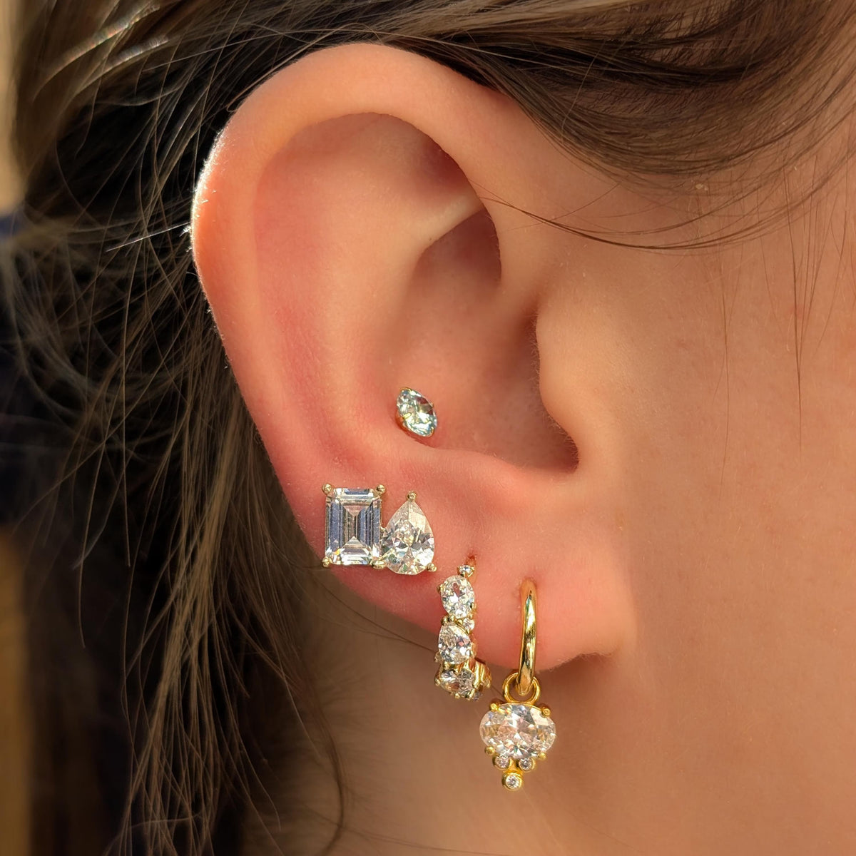 Oval East West Hoop Dangle Earrings