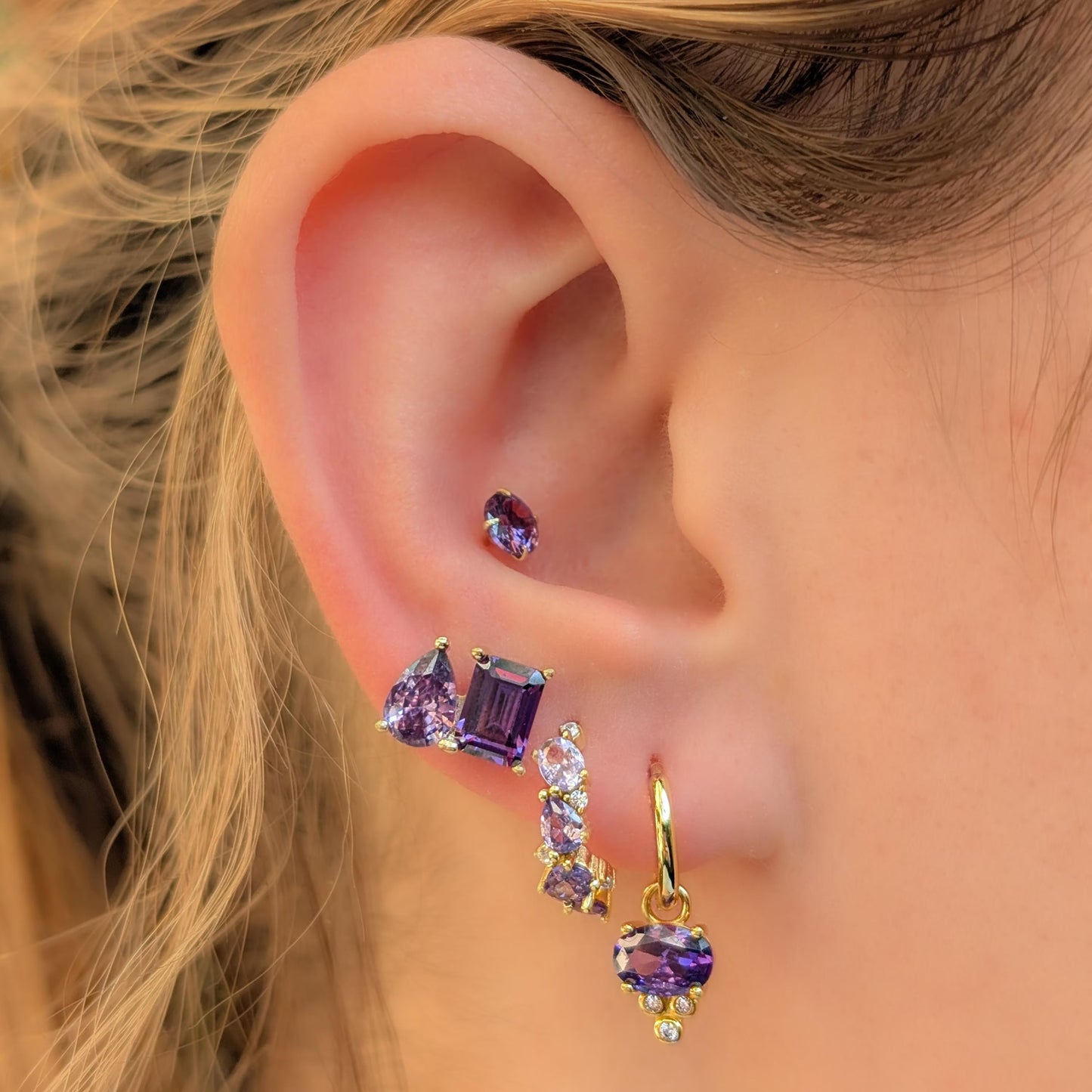 Oval East West Hoop Dangle Earrings