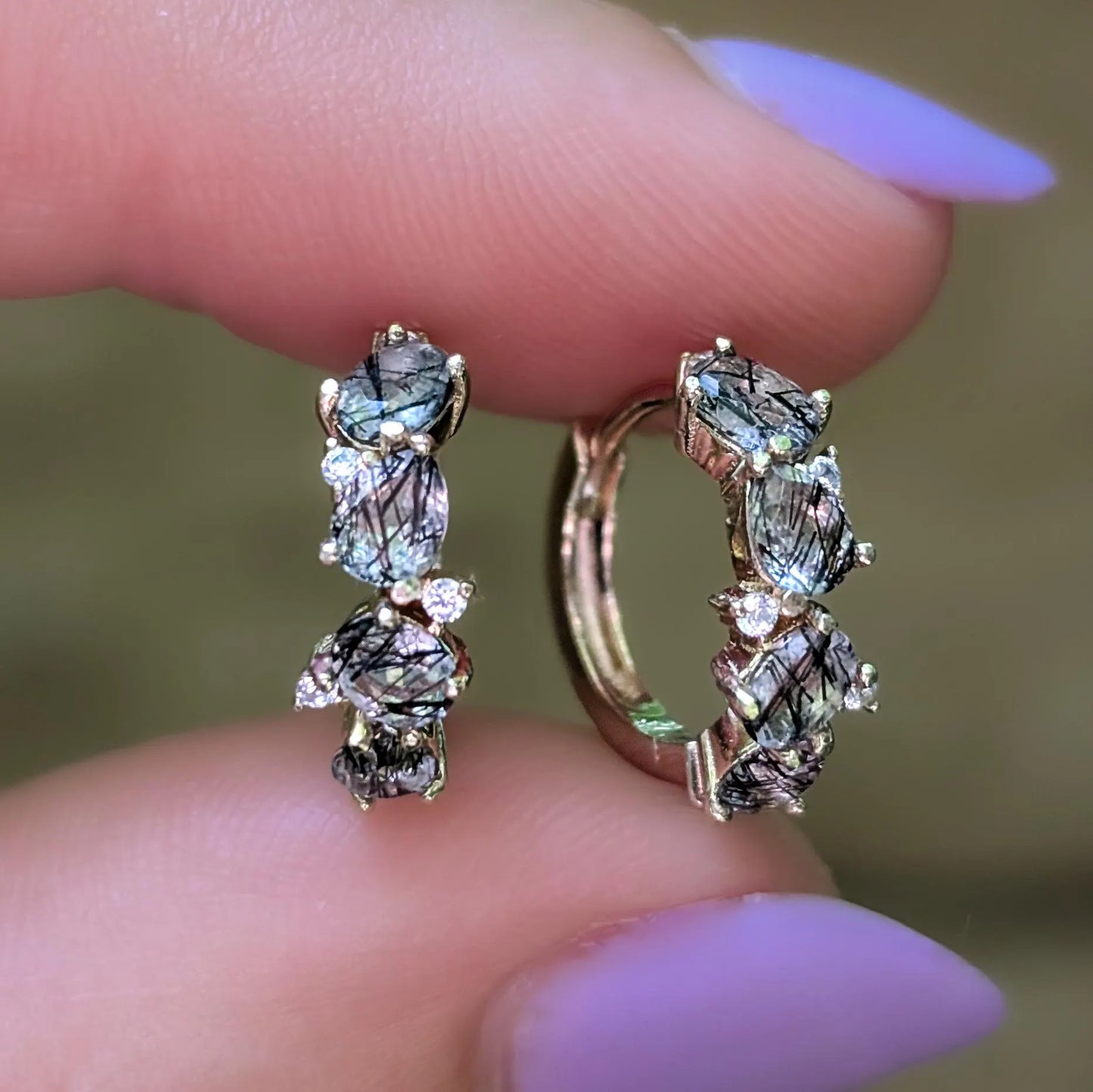 The Legacy Earrings - Rutilated Quartz Hoops