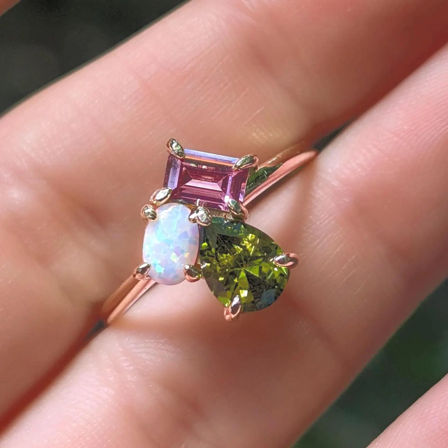 The Tulia - October Birthstone 3 Stone Ring
