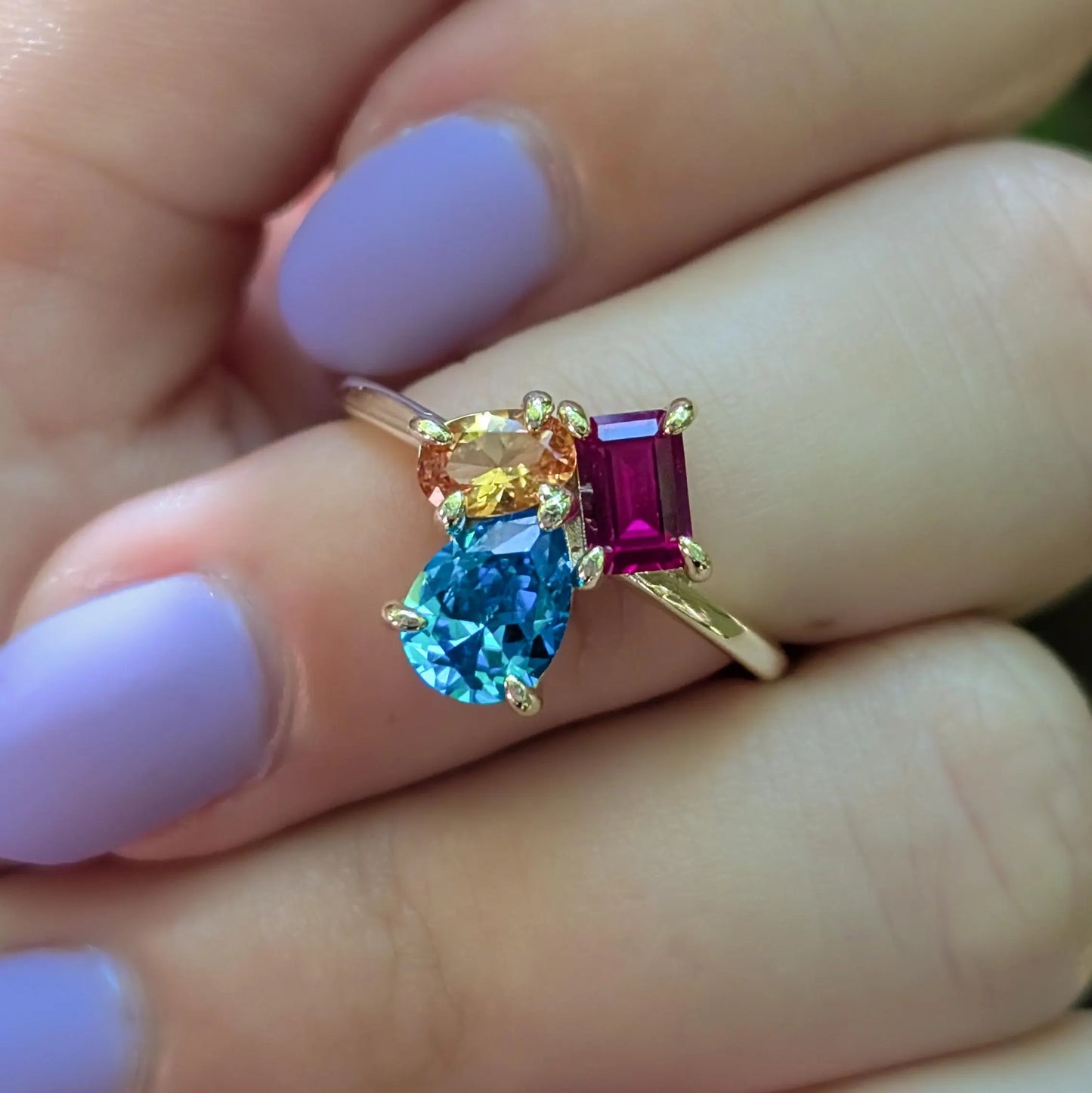 The Tulia - Pansexual Flag 3 Stone Ring