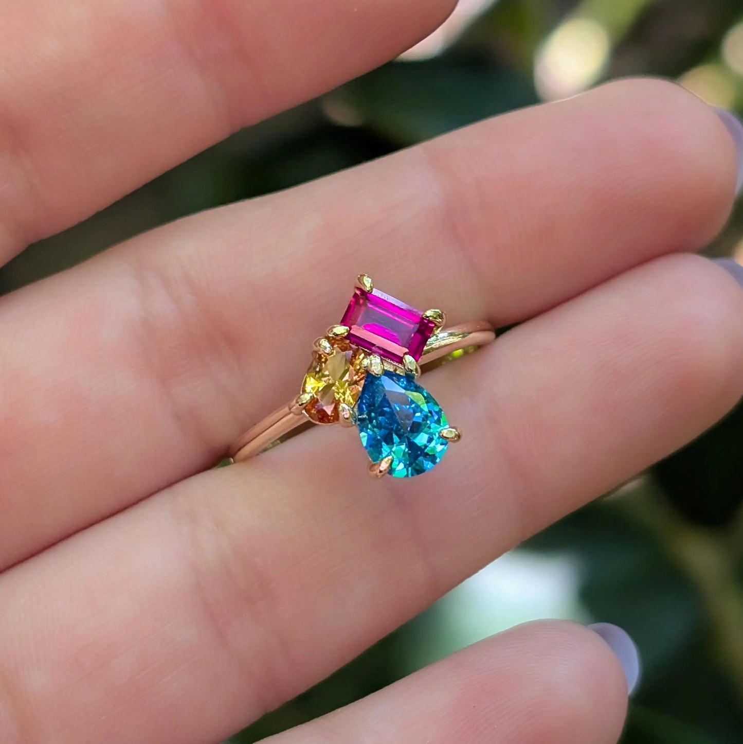 The Tulia - Pansexual Flag 3 Stone Ring