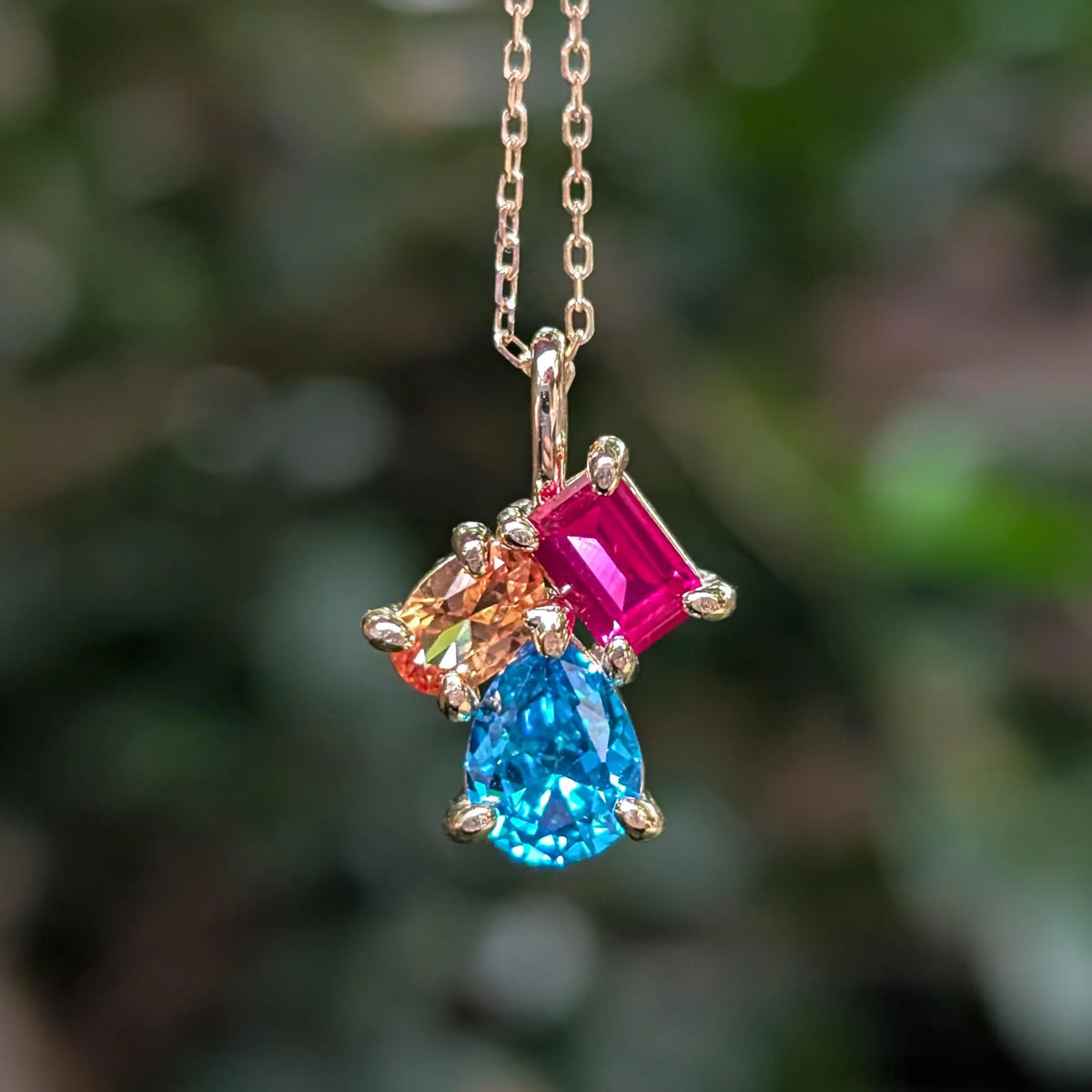 The Tulia - Pansexual Flag 3 stone Necklace
