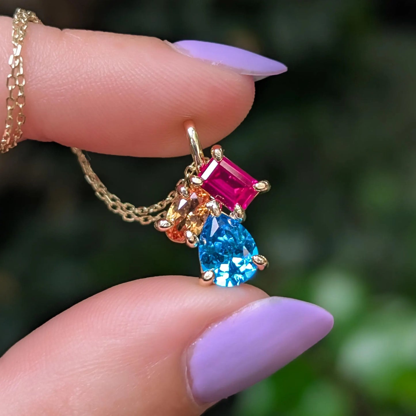 The Tulia - Pansexual Flag 3 stone Necklace