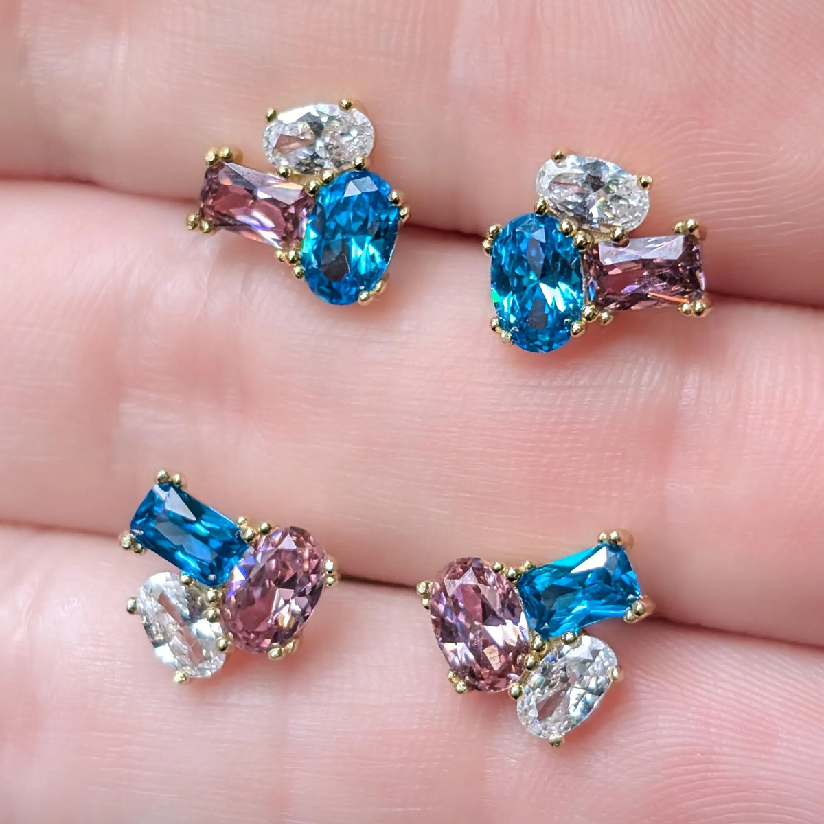 The Elia - Trans Flag Small Cluster Studs