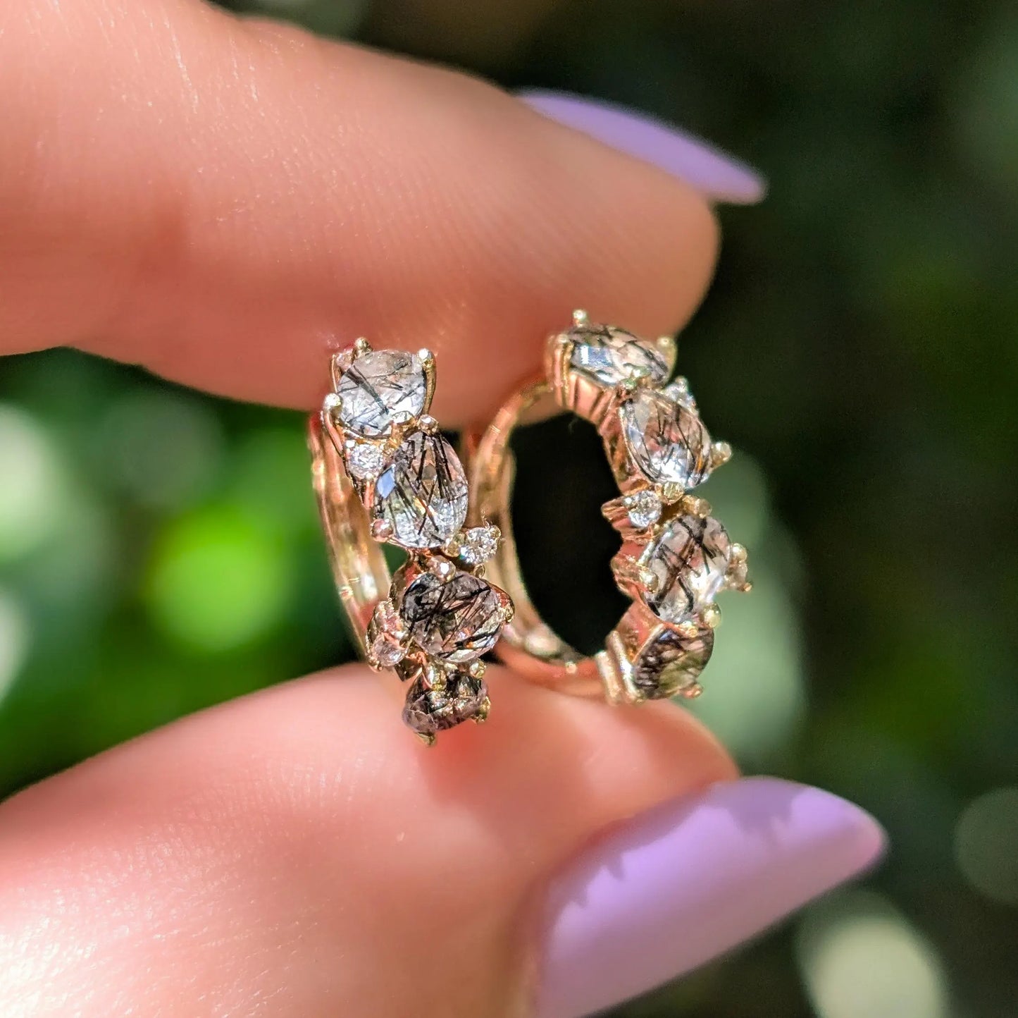 The Legacy Earrings - Rutilated Quartz Hoops