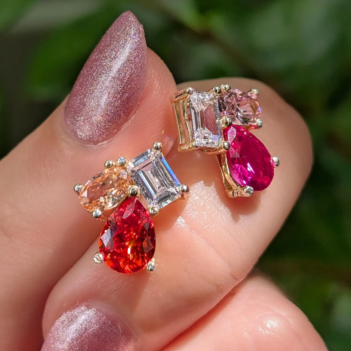 The Tulia - Lesbian Flag Cluster Studs