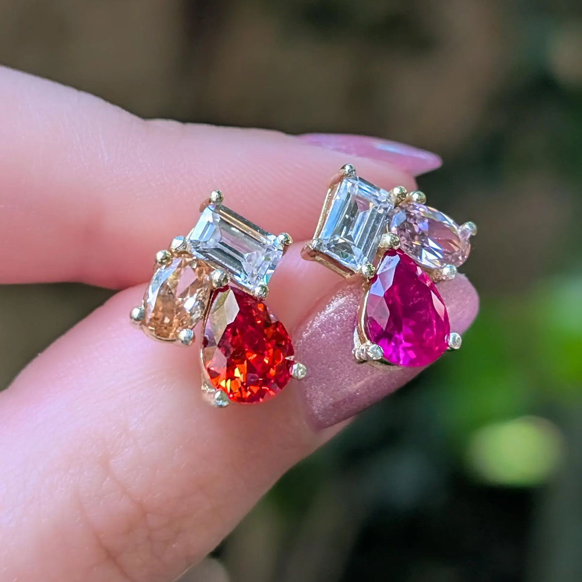 The Tulia - Lesbian Flag Cluster Studs
