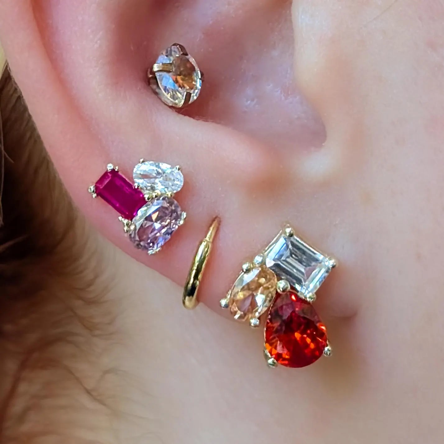 The Tulia - Lesbian Flag Cluster Studs