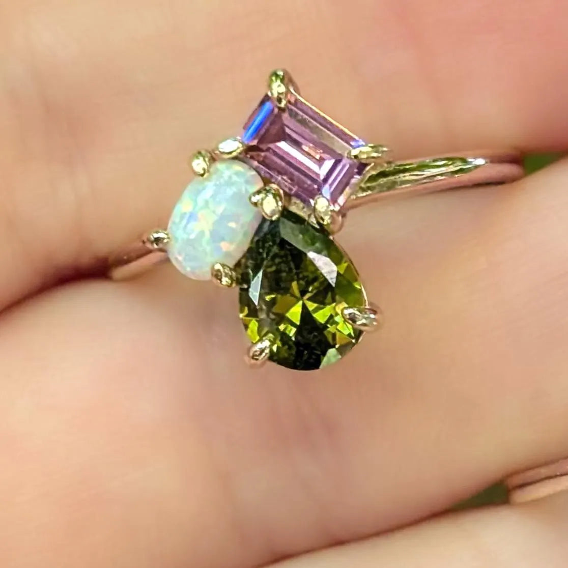 The Tulia - October Birthstone 3 Stone Ring