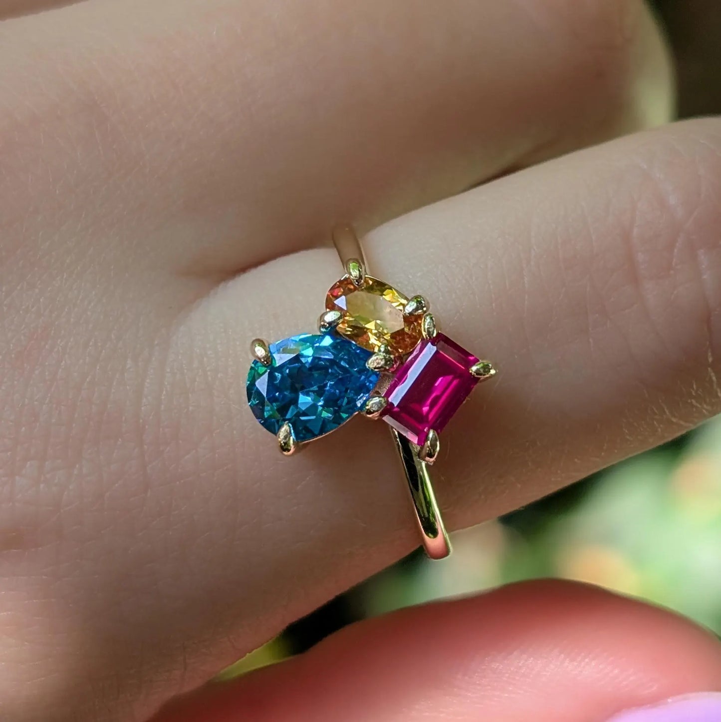 The Tulia - Pansexual Flag 3 Stone Ring