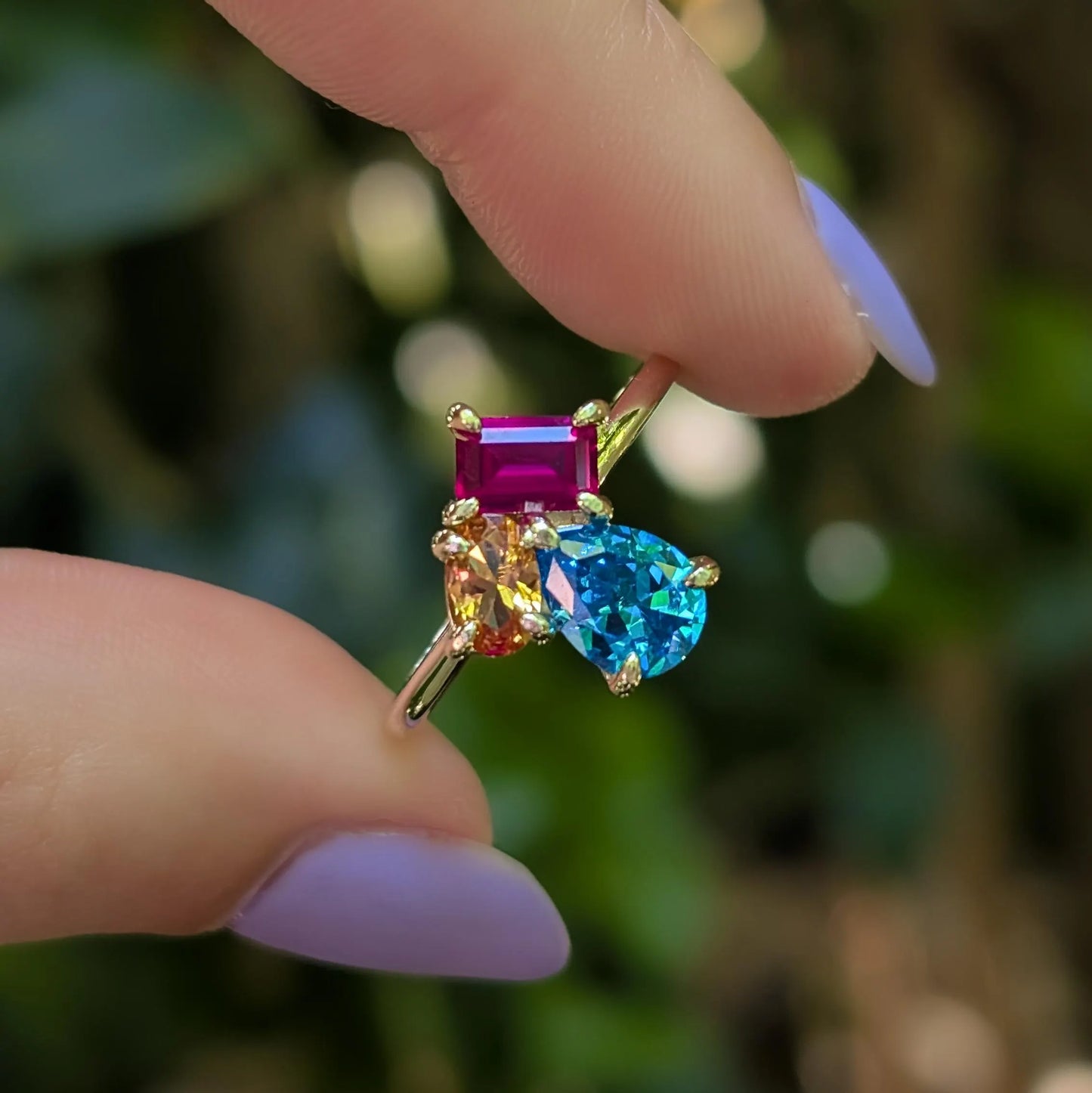 The Tulia - Pansexual Flag 3 Stone Ring