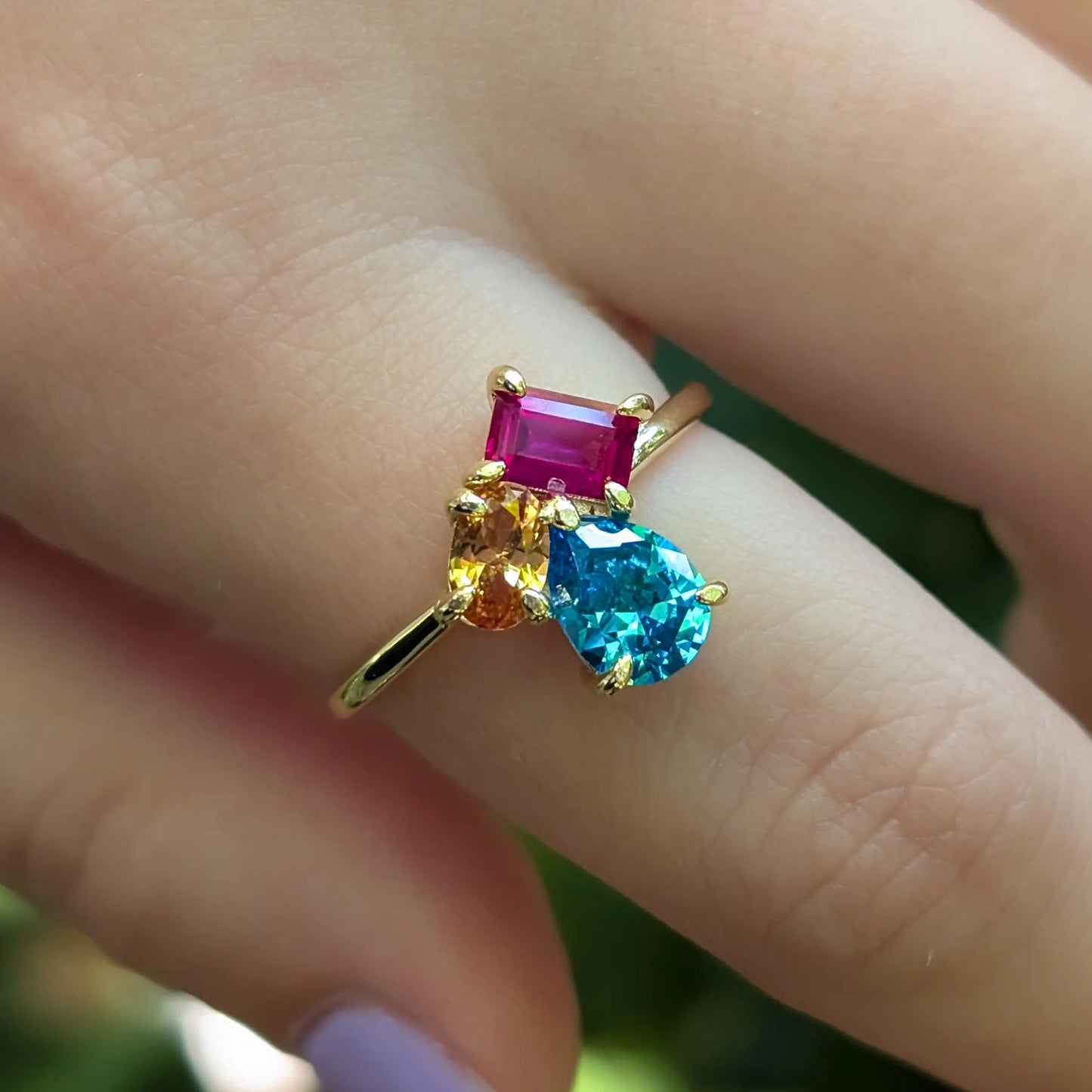 The Tulia - Pansexual Flag 3 Stone Ring