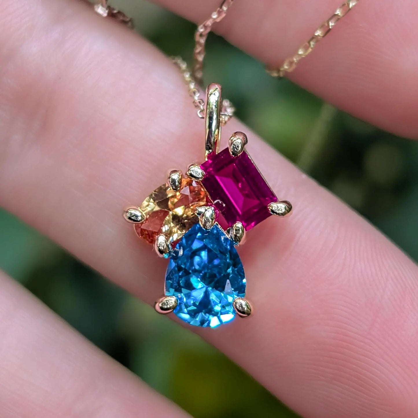 The Tulia - Pansexual Flag 3 stone Necklace
