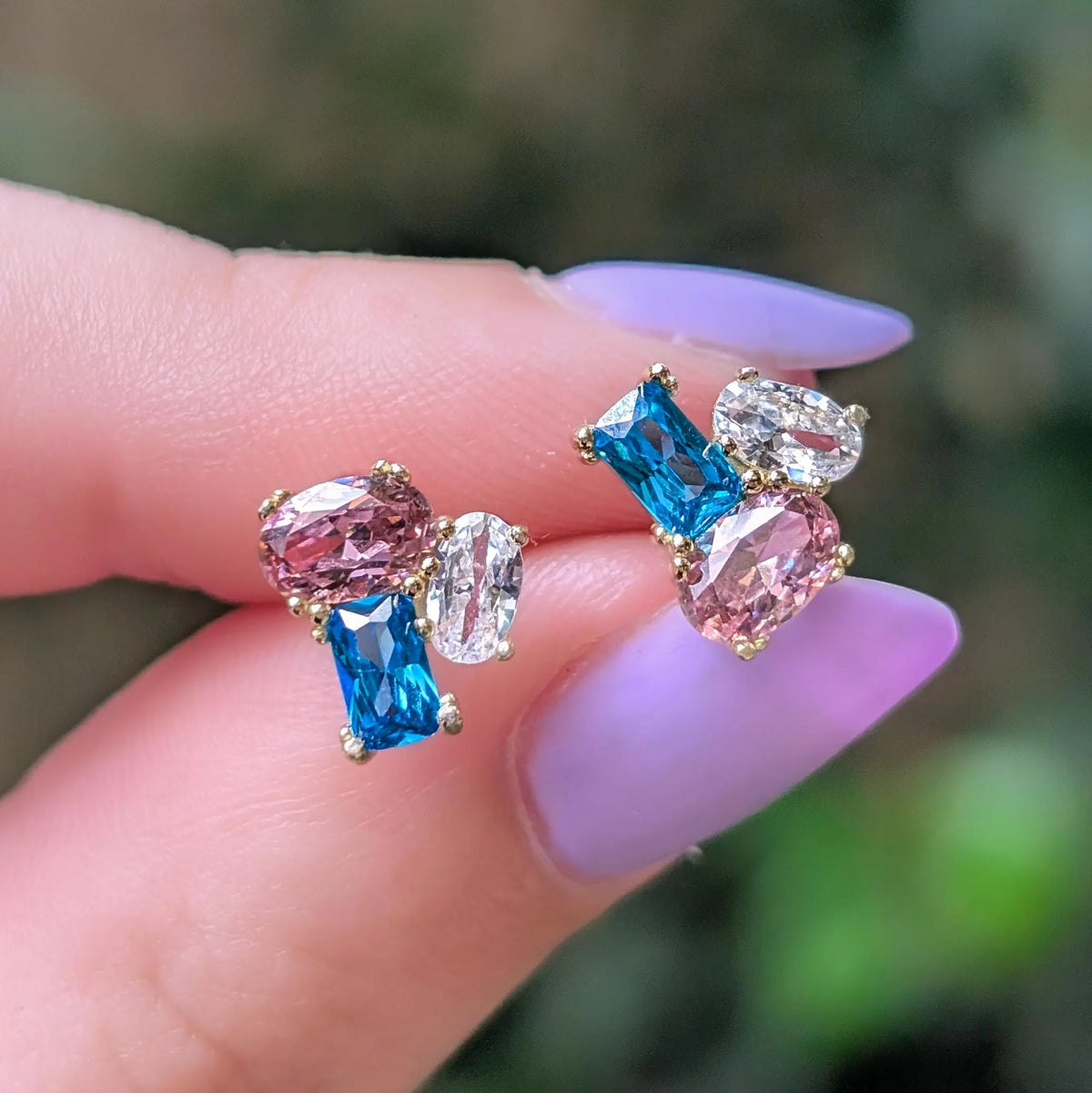 The Elia - Trans Flag Small Cluster Studs
