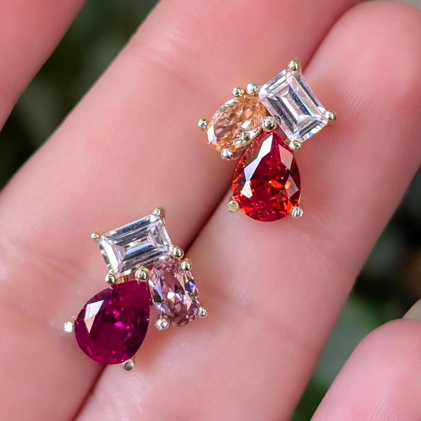 The Tulia - Lesbian Flag Cluster Studs