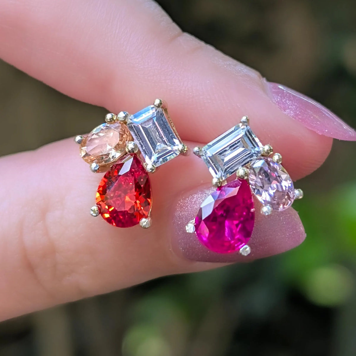 The Tulia - Lesbian Flag Cluster Studs