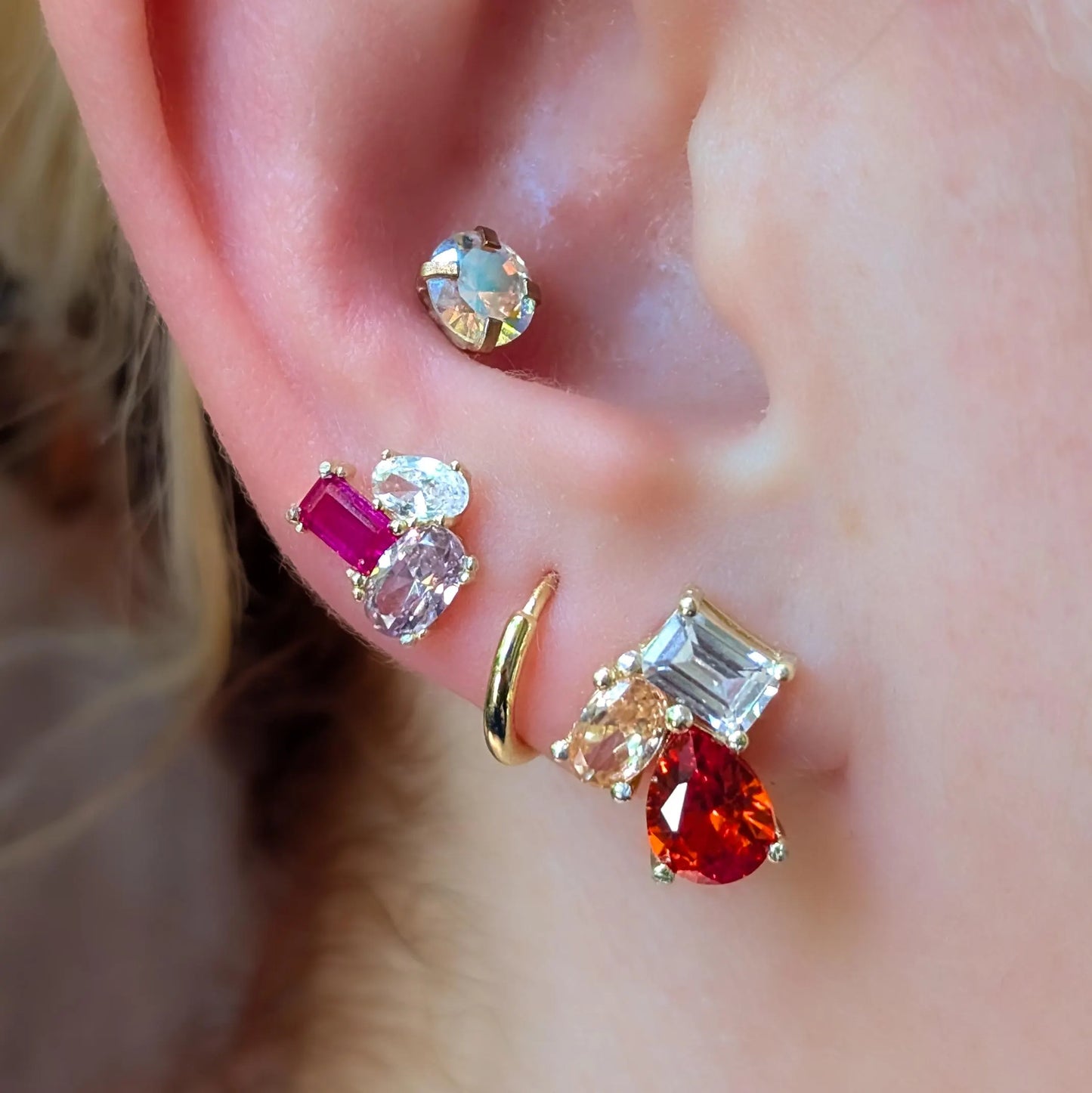 The Tulia - Lesbian Flag Cluster Studs