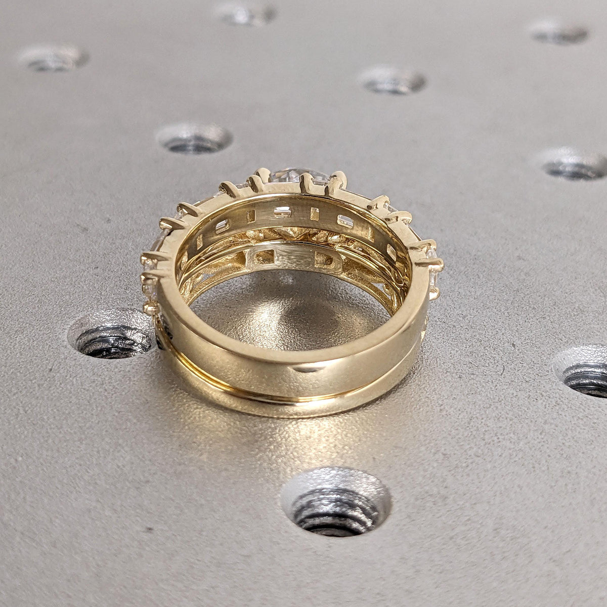Solid Gold Lab Diamond Antique Proposal Ring for Her | Half Eternity Stackable Wedding Ring
