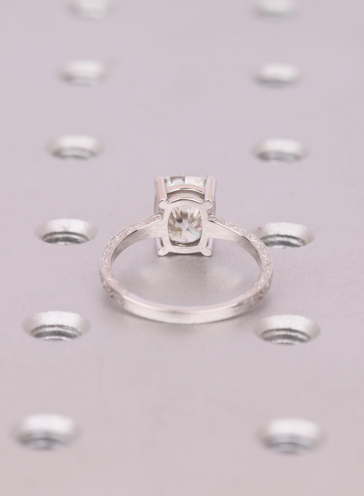 Cushion Cut 2.5ct Lab Grown Diamond Ring, Elongated Cushion Ring, 14K White Gold Vintage Nature Inspired Art Deco Handcrafted Filigree Ring