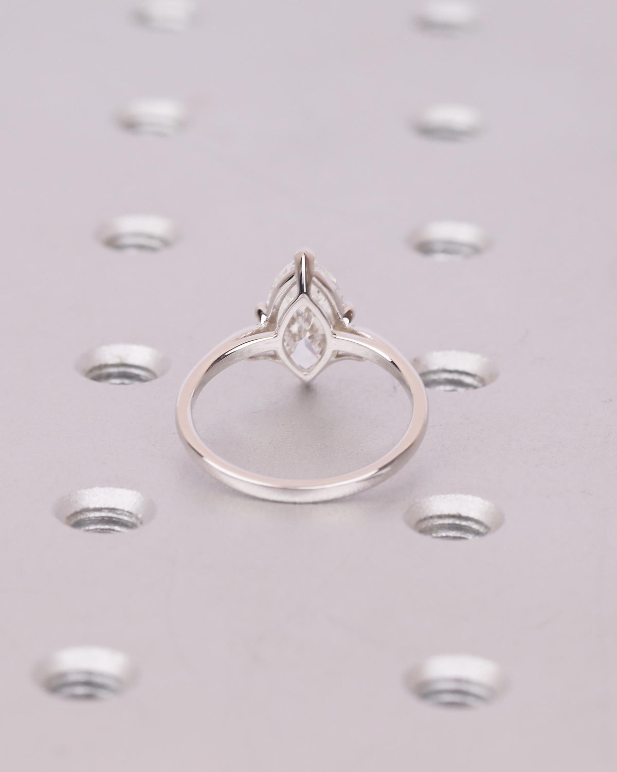 18k White Gold Lab Created Diamond Wedding Ring, Marquise Engagement Ring