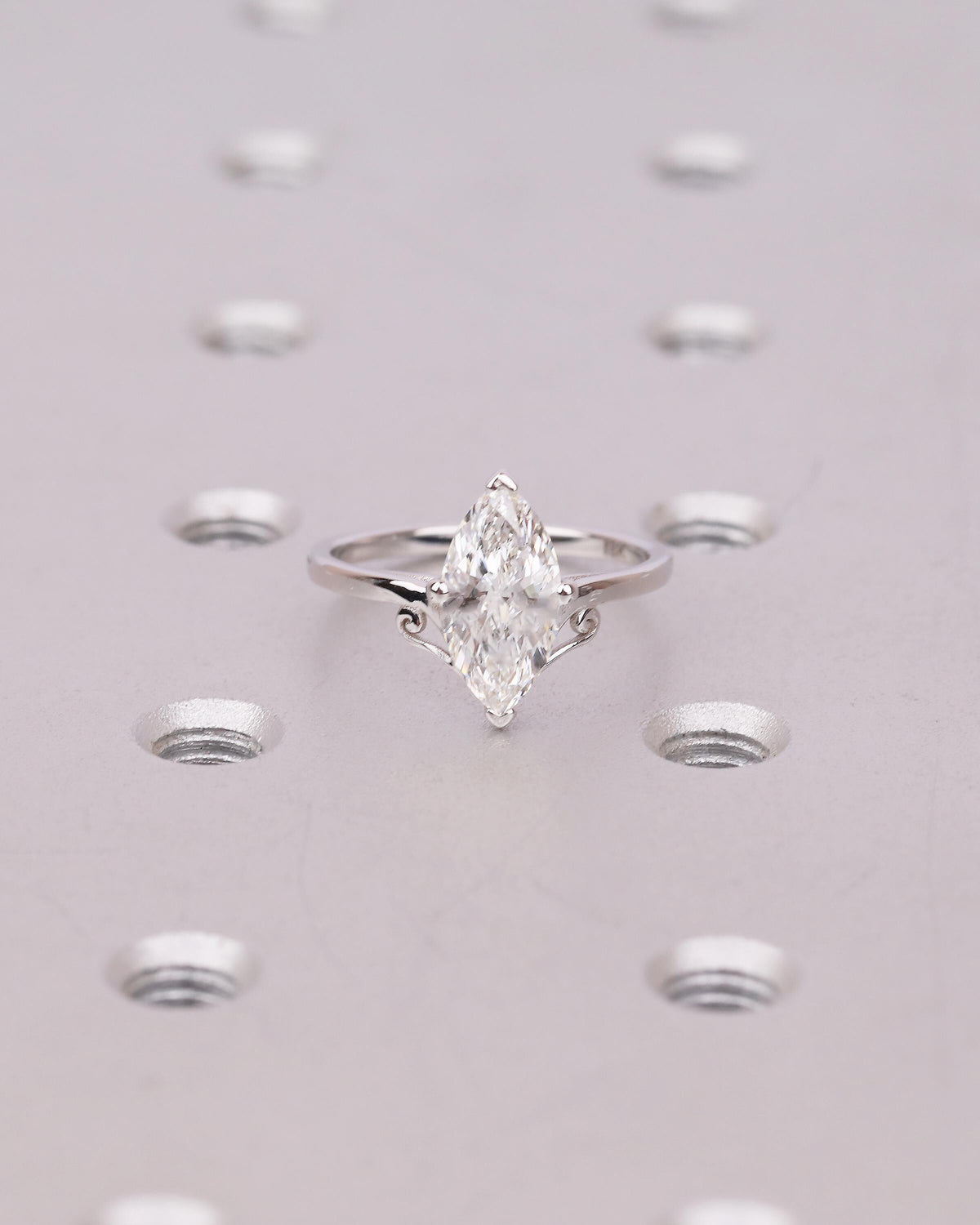 18k White Gold Lab Created Diamond Wedding Ring, Marquise Engagement Ring
