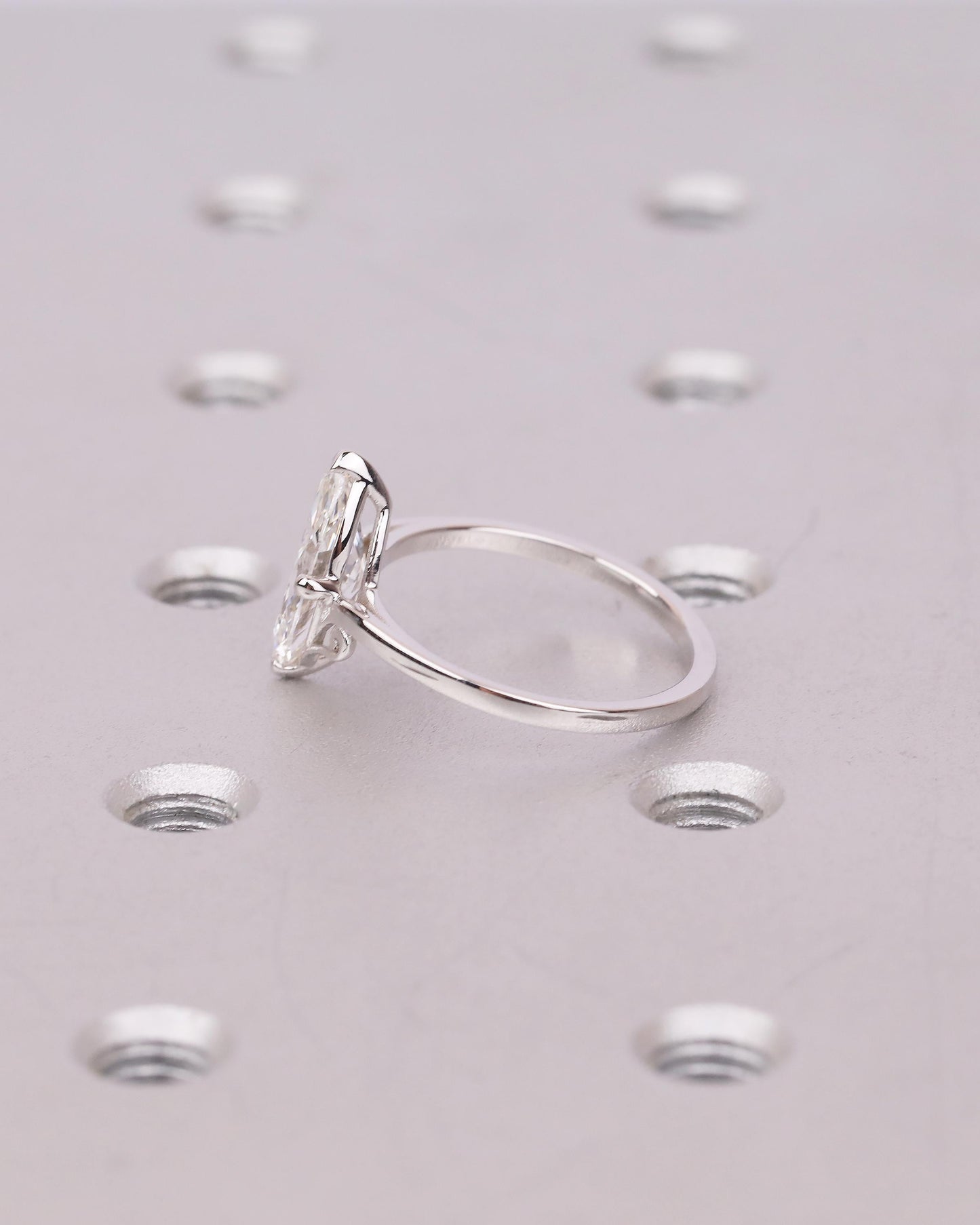 1.5 Carat Marquise Cut Lab Diamond Solitaire Engagement Ring in 18k White Gold