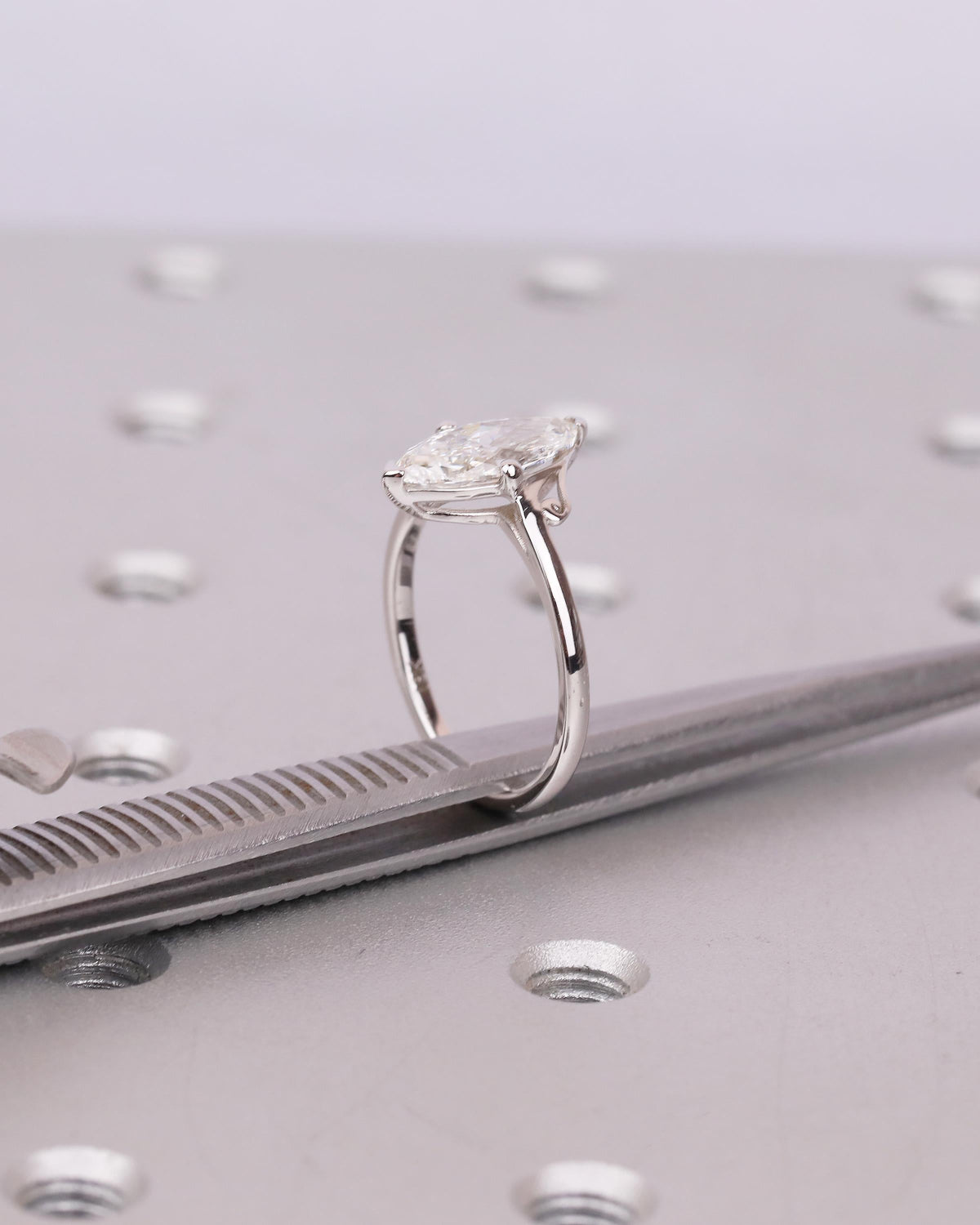 1.5 Carat Marquise Cut Lab Diamond Solitaire Engagement Ring in 18k White Gold