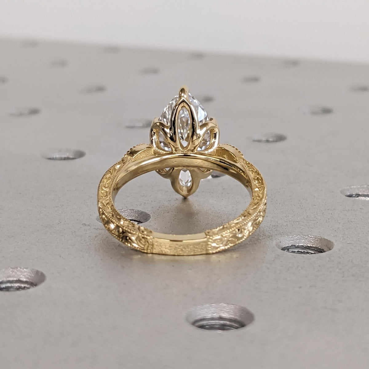 Solid Gold Victorian Diamond Engagement Ring | Oval cut Wedding Ring Anniversary Gift for Her | Filigree Wedding Band
