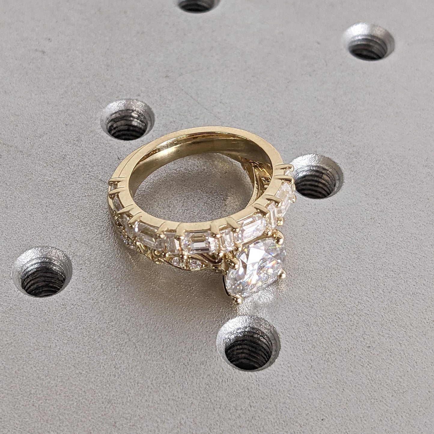 14k/18k Gold Lab Created Diamond Antique Engagement Ring | Diamonds Stacking Ring | 2 Piece Bridal Set Wedding Jewelry Gift for Her