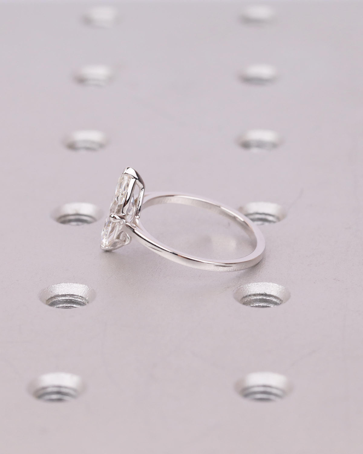 18k White Gold Lab Created Diamond Wedding Ring, Marquise Engagement Ring
