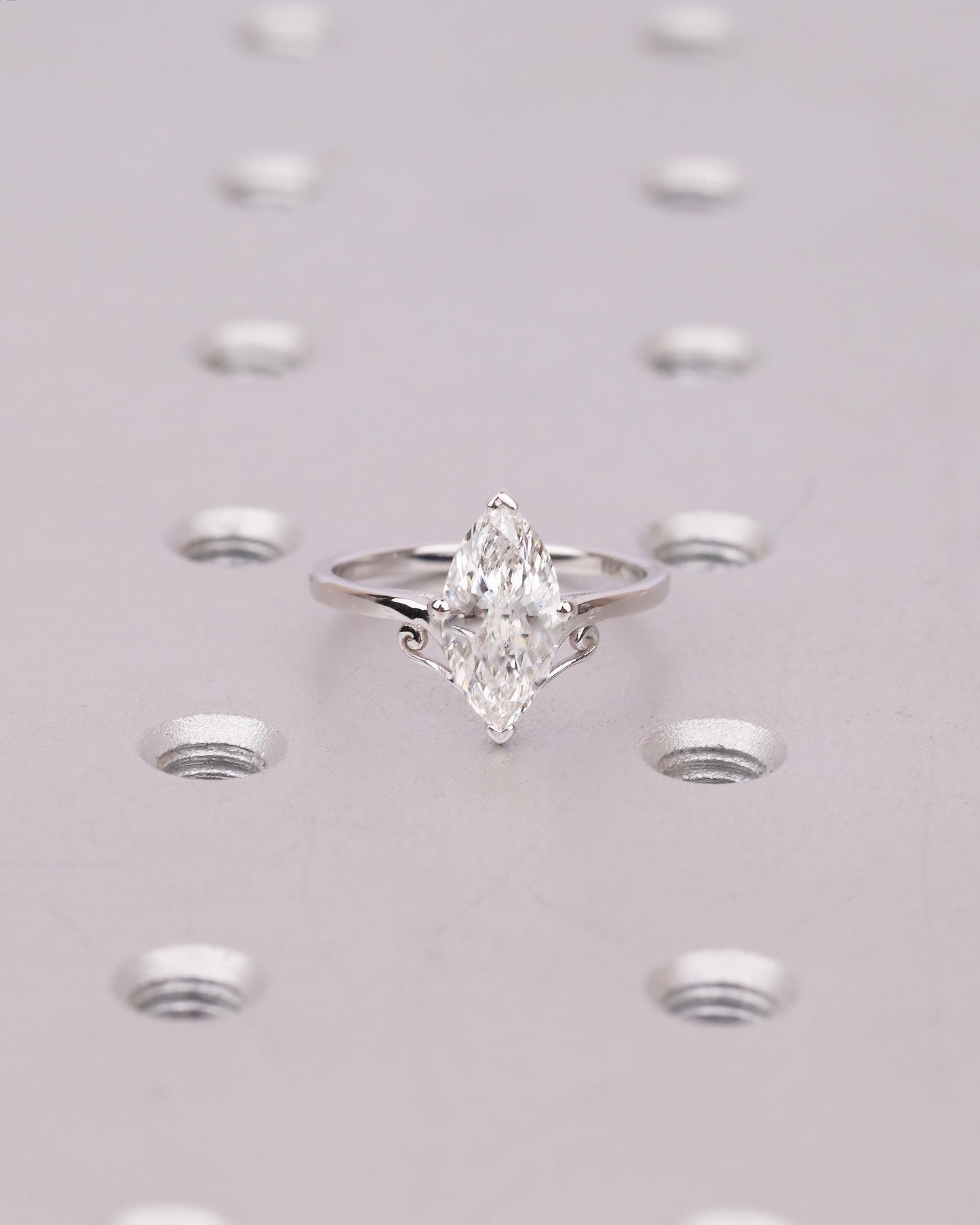 1.5 Carat Marquise Cut Lab Diamond Solitaire Engagement Ring in 18k White Gold