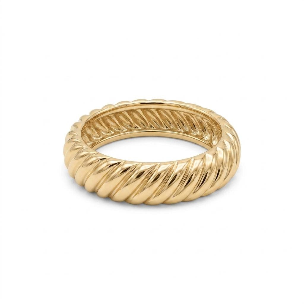 Thick Gold Croissant Ring | Twisted Statement Ring | Bold Textured Gold Band | Minimalist Jewelry | Trendy Chunky Ring Gift