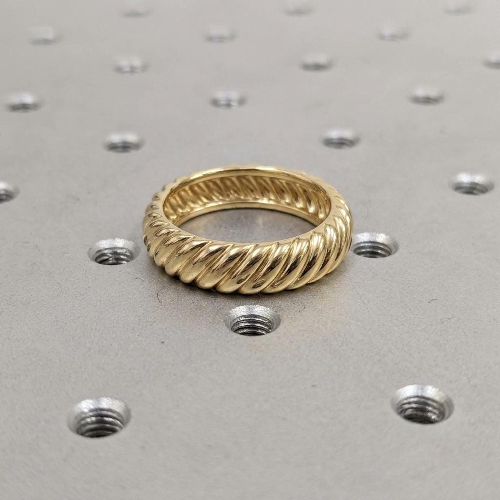 Thick Gold Croissant Ring | Twisted Statement Ring | Bold Textured Gold Band | Minimalist Jewelry | Trendy Chunky Ring Gift